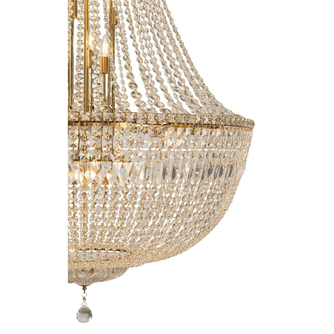 Classique Grand 27 Light Basket Crystal Glass Chandelier Satin Brass