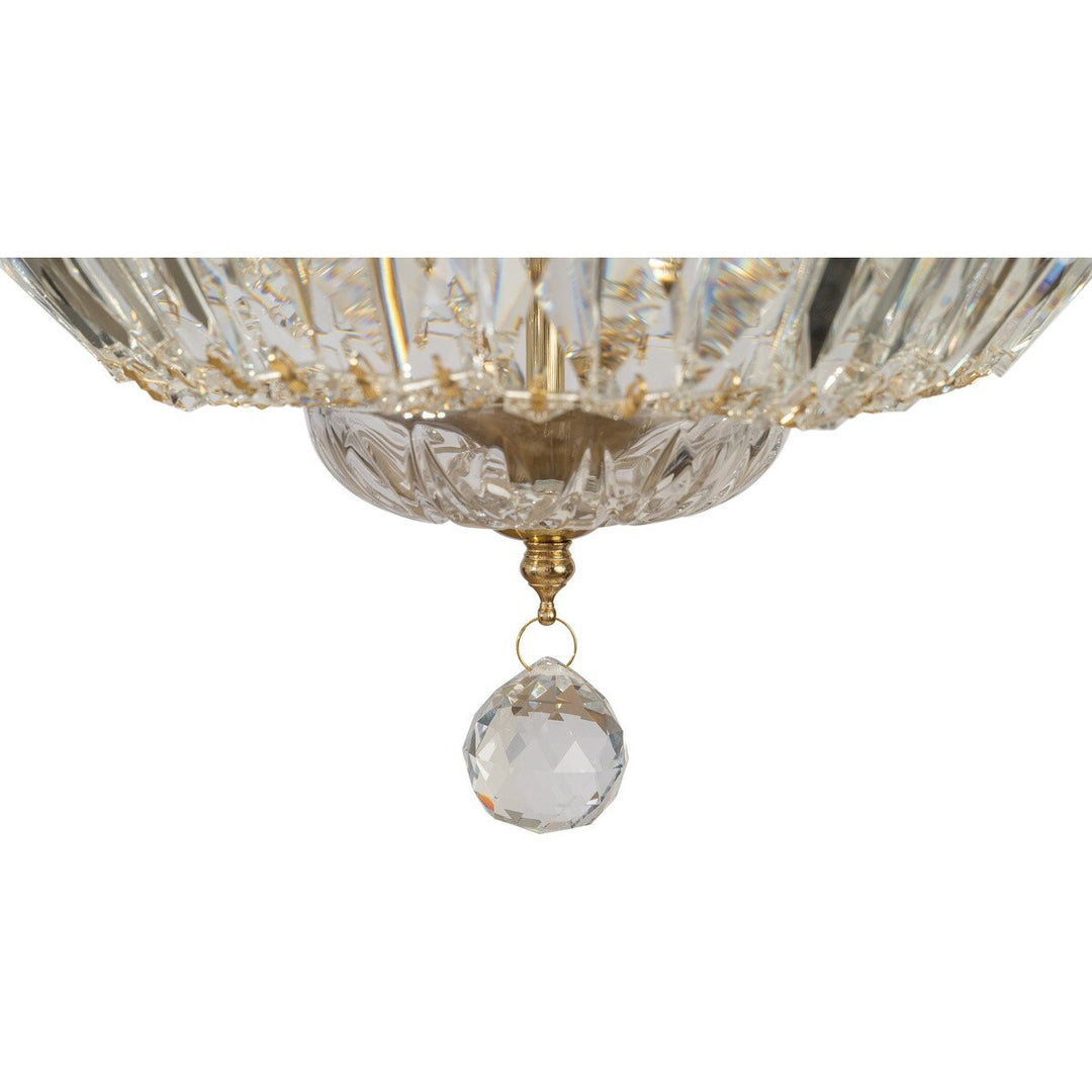 Classique  Flush 5 Light Crystal Glass Chandelier Satin Brass