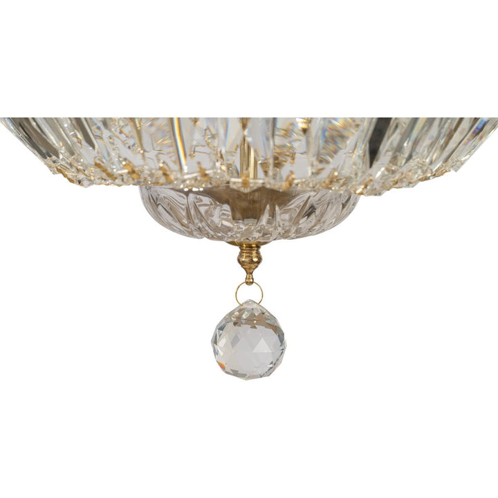 Classique  Flush 5 Light Crystal Glass Chandelier Satin Brass