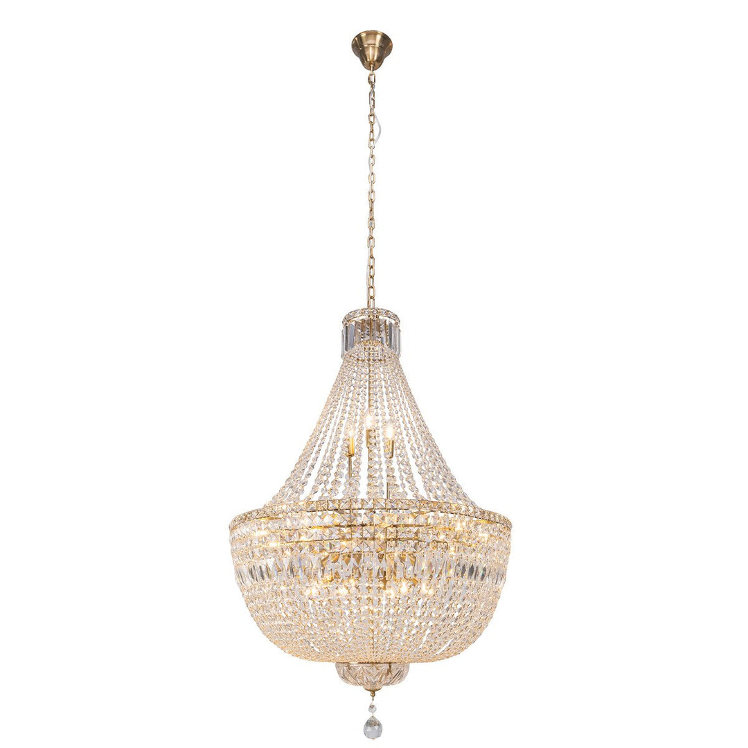 Classique Crystal Glass Chandelier Satin Brass