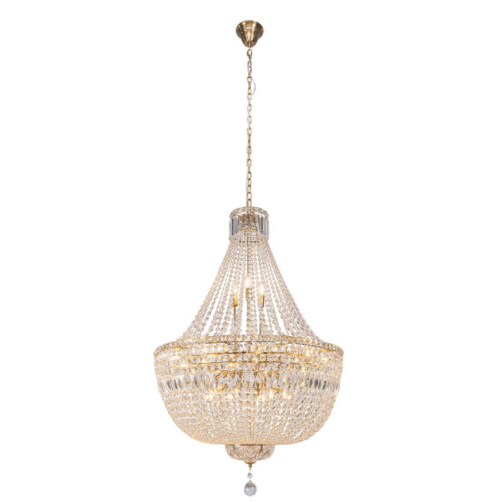 Classique Crystal Glass Chandelier Satin Brass