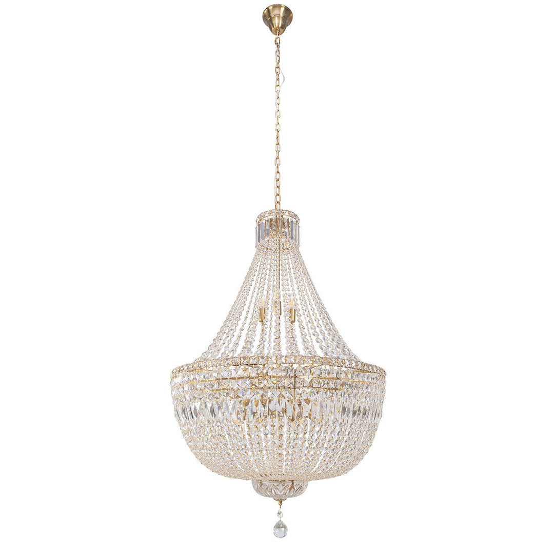 Classique Crystal Glass Chandelier Satin Brass