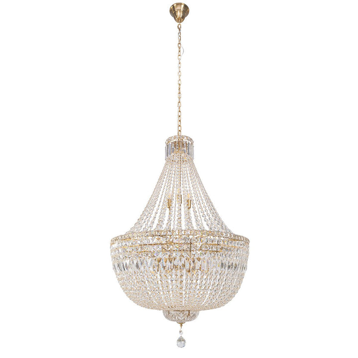 Classique Crystal Glass Chandelier Satin Brass