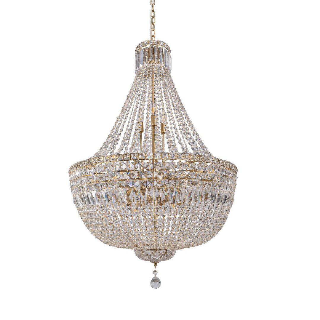 Classique Crystal Glass Chandelier Satin Brass