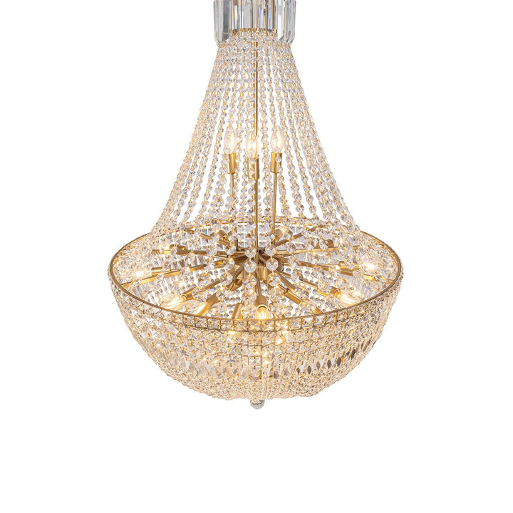 Classique Crystal Glass Chandelier Satin Brass