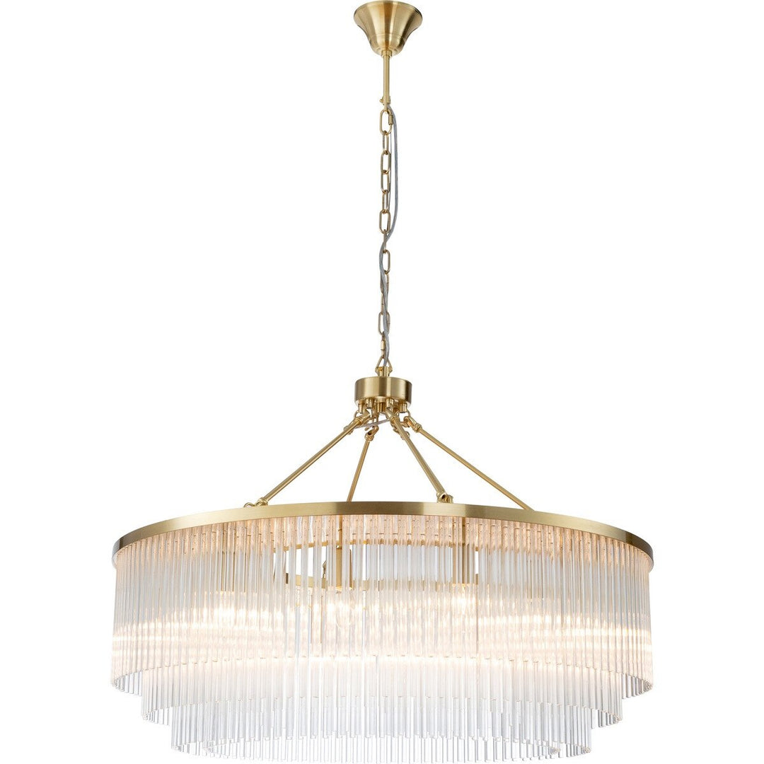 Evangeline Large 90cm 12 Light Chandelier Satin Brass Chandelier