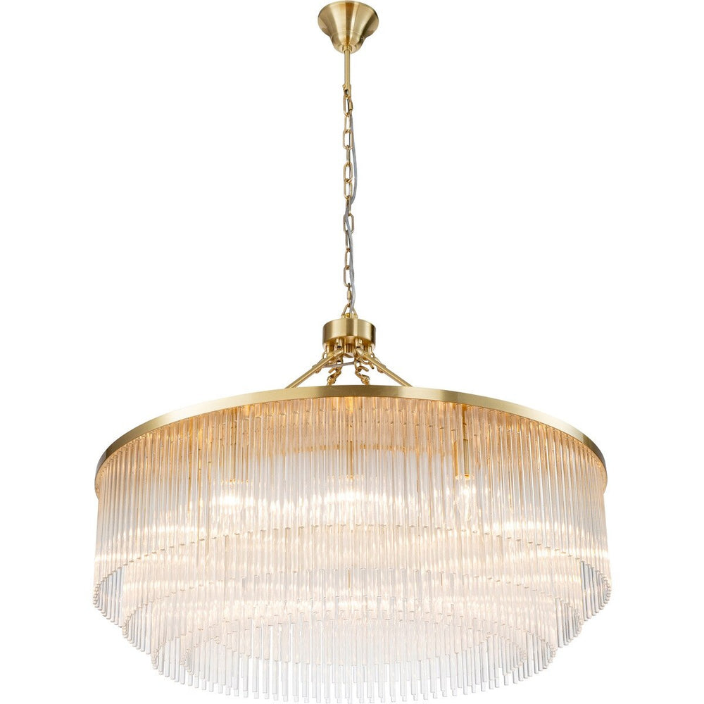 Evangeline Large 90cm 12 Light Chandelier Satin Brass Chandelier