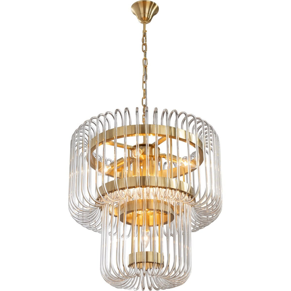 Collette 60cm 9 Light 2 Tier Chandelier Satin Brass Chandelier