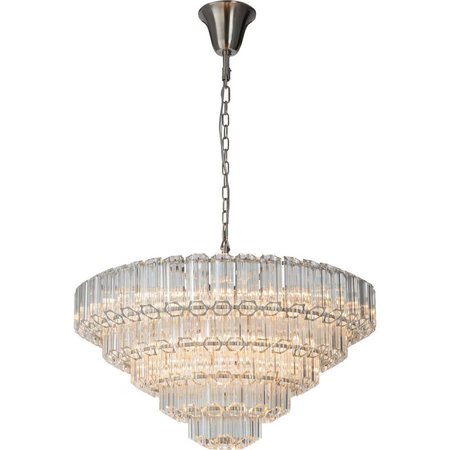 Calista Extra Large 85cm 12 Light 5 Tier Chandelier, Brushed Nickel Chandelier