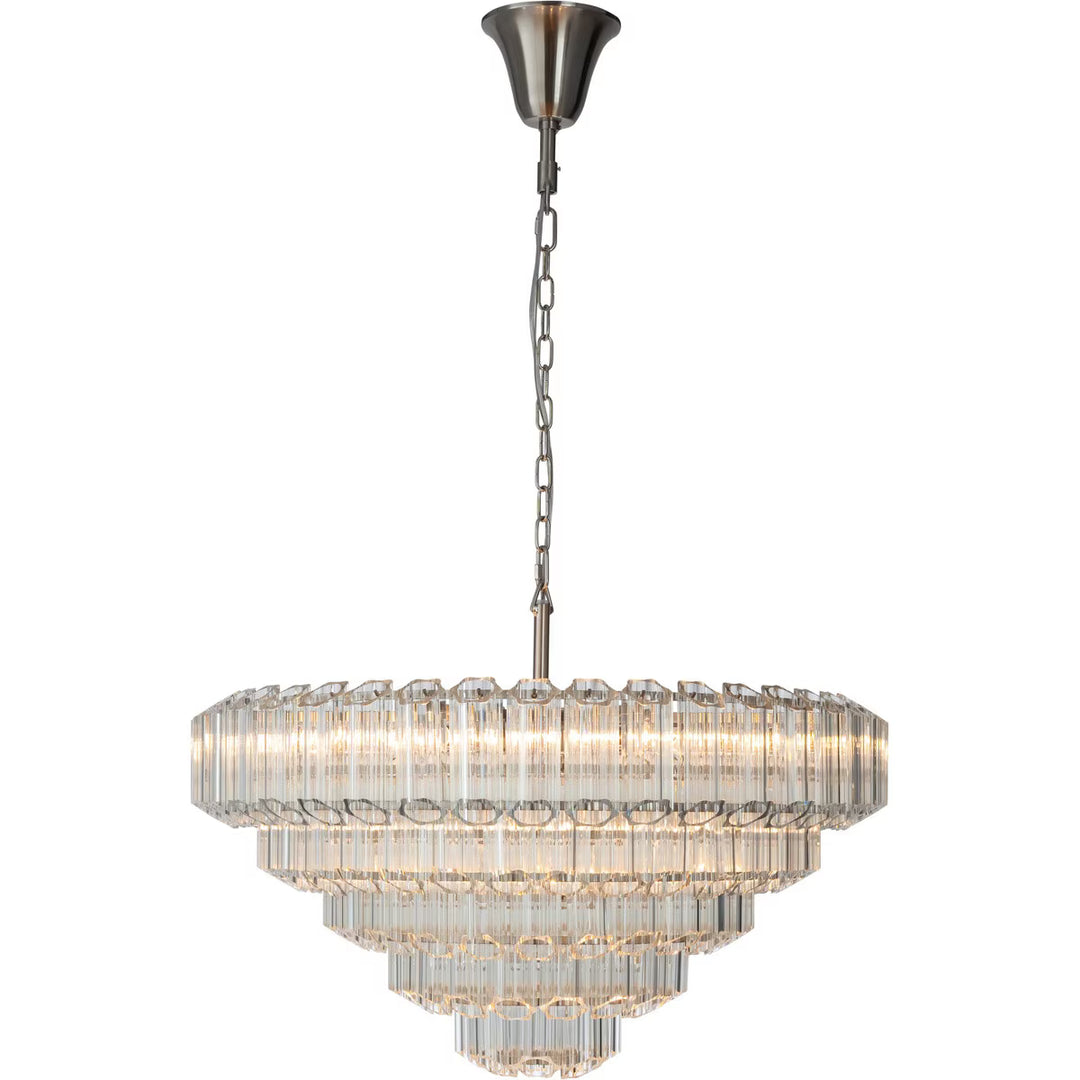 Calista Extra Large 85cm 12 Light 5 Tier Chandelier, Brushed Nickel Chandelier