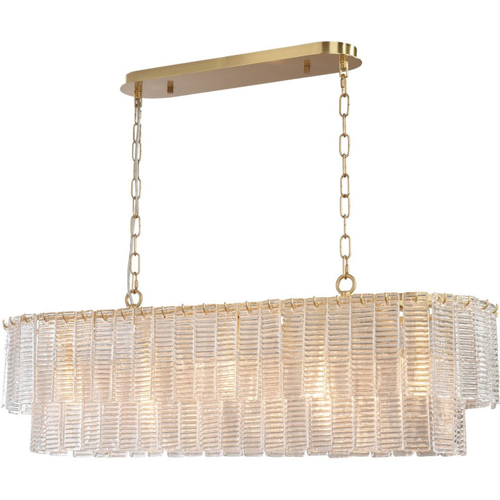 Alara 100cm 5 Light Bench Chandelier Satin Brass Chandelier