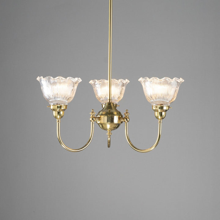 Luke 3 Light Pendant Arms UP With 8044 6" Hallophane Frost/Clear Shades (Copy)