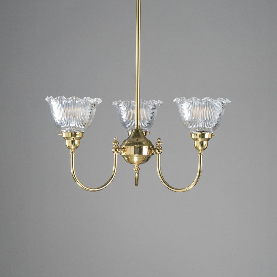 Luke 3 Light Pendant Arms UP With 8044 6" Hallophane Frost/Clear Shades (Copy)