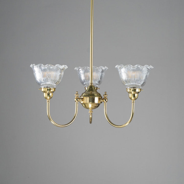 Luke 3 Light Pendant Arms UP With 8044 6" Hallophane Frost/Clear Shades (Copy)