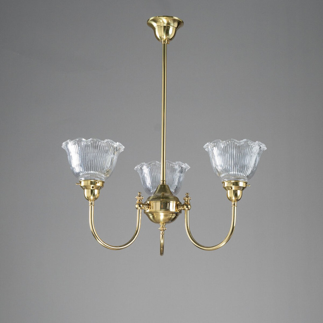 Luke 3 Light Pendant Arms UP With 8044 6" Hallophane Frost/Clear Shades (Copy)