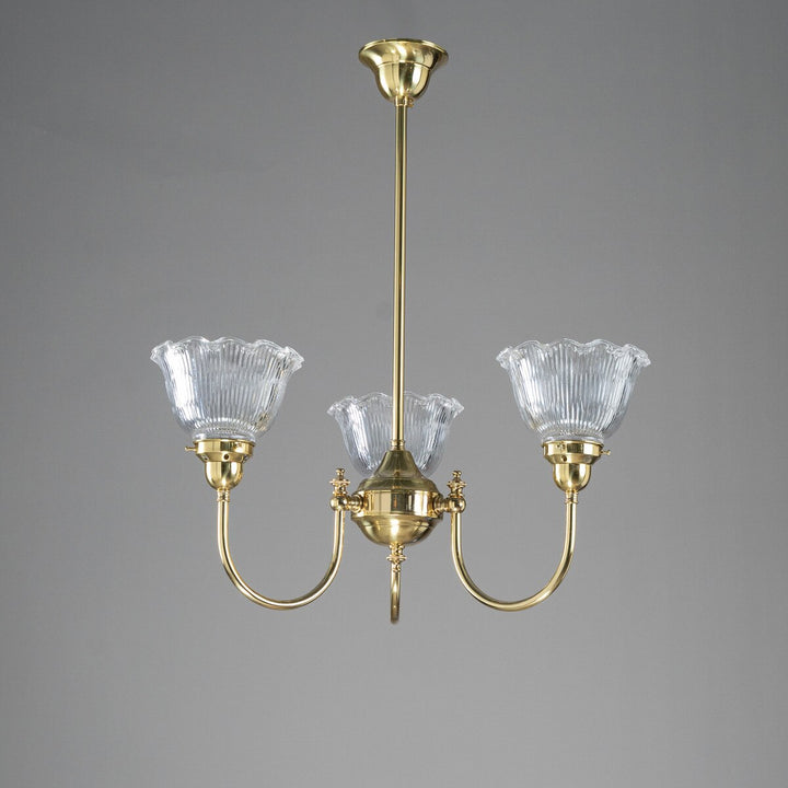 Luke 3 Light Pendant Arms UP With 8044 6" Hallophane Frost/Clear Shades (Copy)
