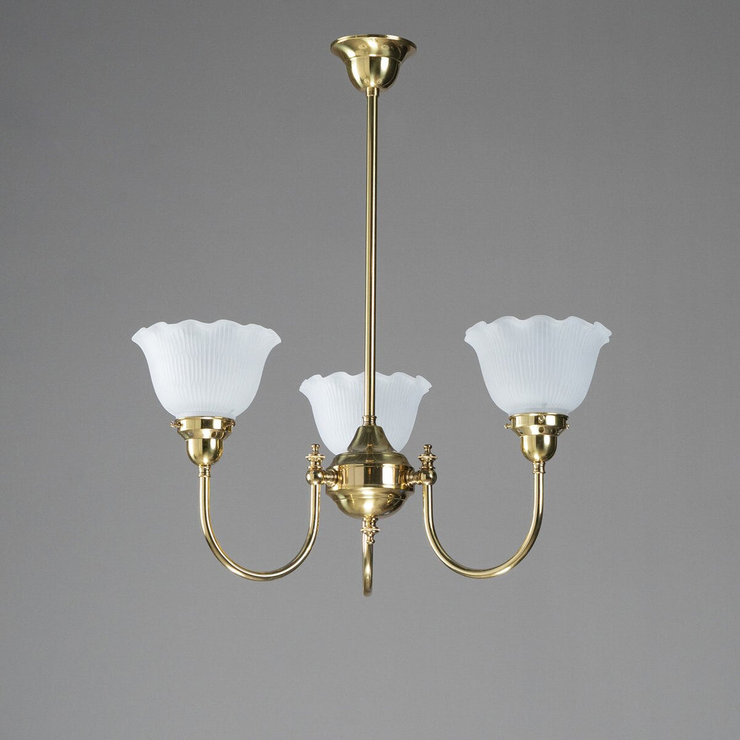 Luke 3 Light Pendant Arms UP With 8044 6" Hallophane Frost/Clear Shades (Copy)