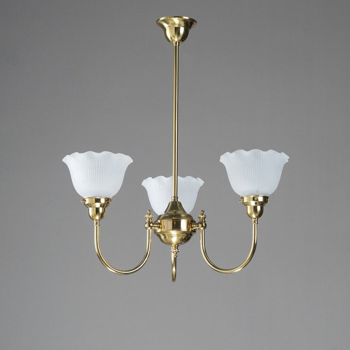 Luke 3 Light Pendant Arms UP With 8044 6" Hallophane Frost/Clear Shades (Copy)