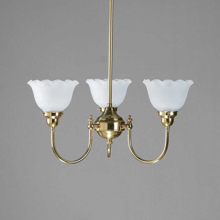 Luke 3 Light Pendant Arms UP With 8044 6" Hallophane Frost/Clear Shades (Copy)