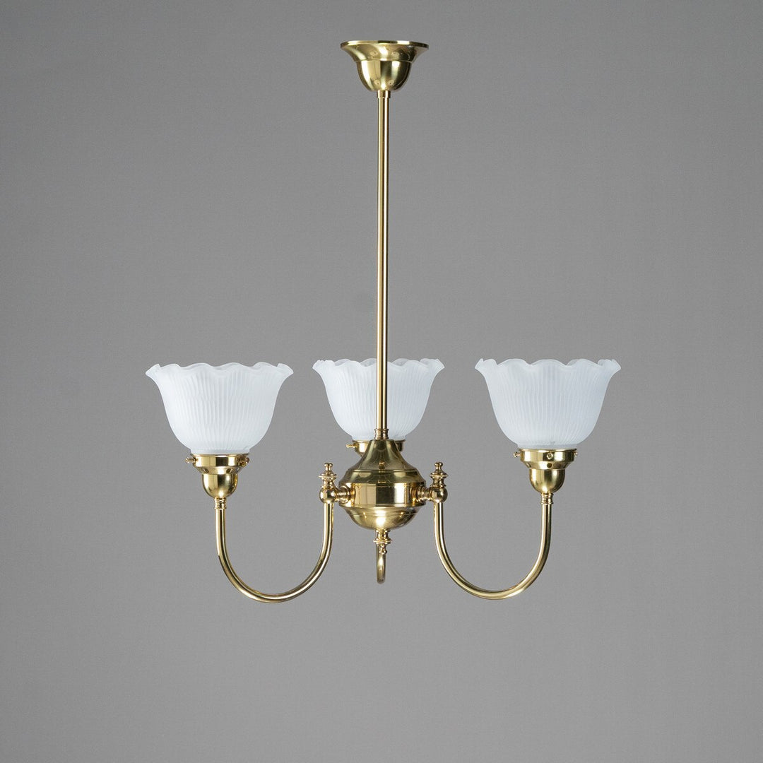 Luke 3 Light Pendant Arms UP With 8044 6" Hallophane Frost/Clear Shades (Copy)