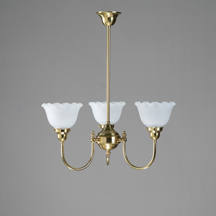 Luke 3 Light Pendant Arms UP With 8044 6" Hallophane Frost/Clear Shades (Copy)