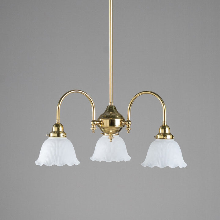Luke 3 Light Pendant Arms Down With 8044 6" Hallophane Frost/Clear Shades