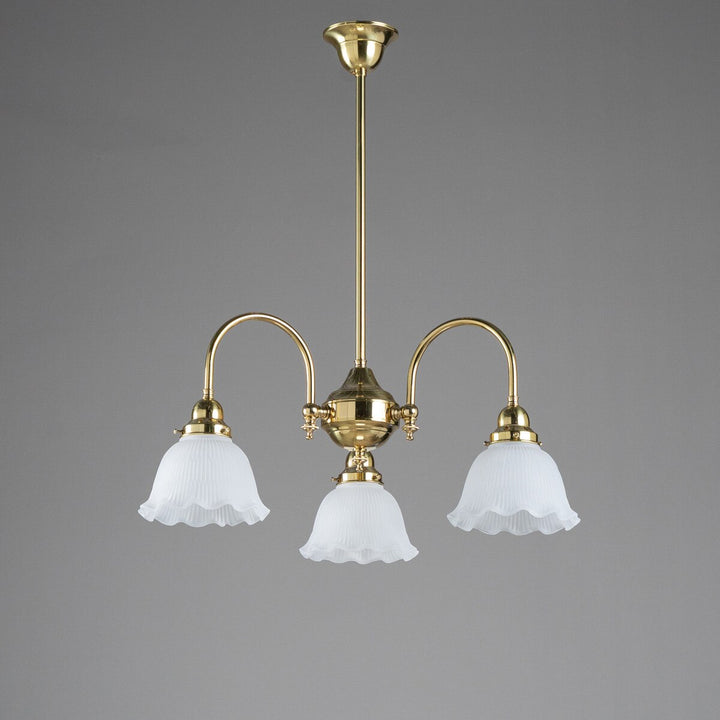 Luke 3 Light Pendant Arms Down With 8044 6" Hallophane Frost/Clear Shades