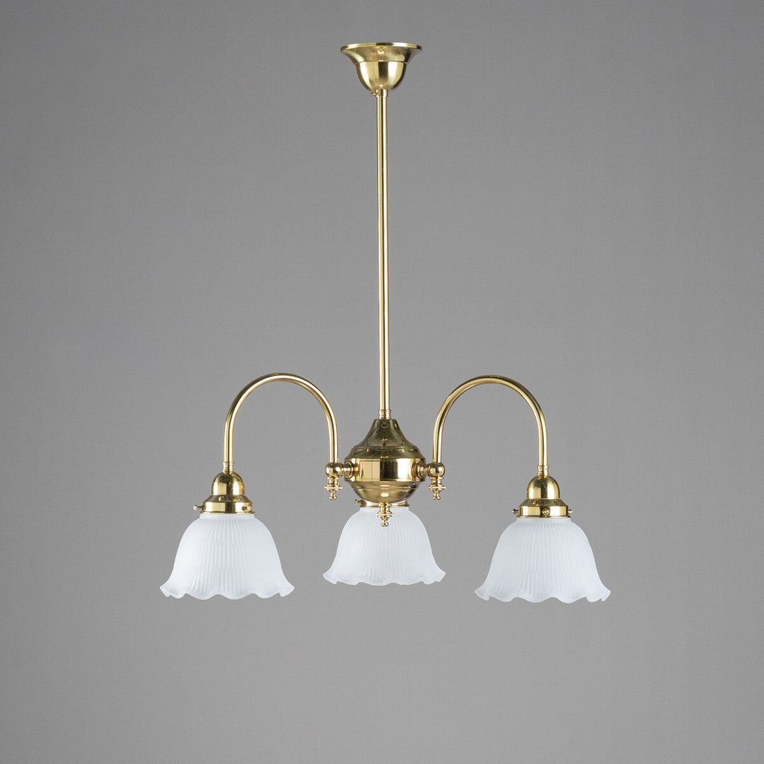 Luke 3 Light Pendant Arms Down With 8044 6" Hallophane Frost/Clear Shades