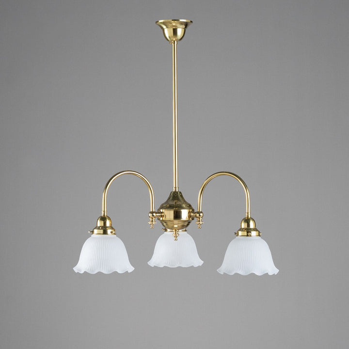 Luke 3 Light Pendant Arms Down With 8044 6" Hallophane Frost/Clear Shades