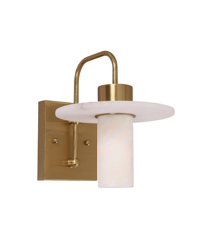LUCERNA: Interior Cylinder Round Hat Alabaster Shade Brass Highlight Wall Light WALL LIGHT