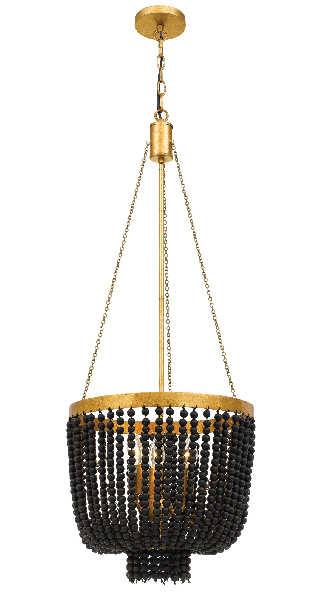 MADDISSON small Beaded Pendant Aged gold with Black Beaded Pendant