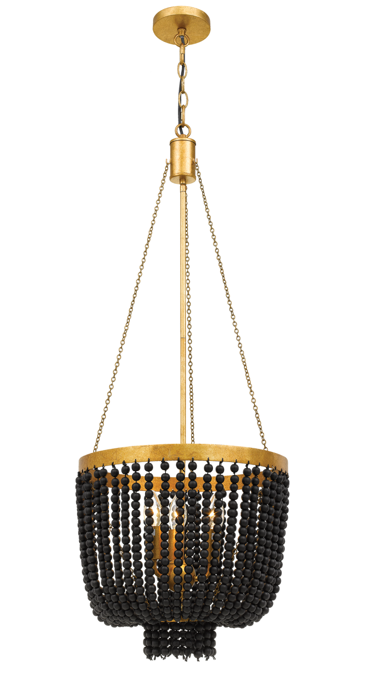 MADDISSON small Beaded Pendant Aged gold with Black Beaded Pendant