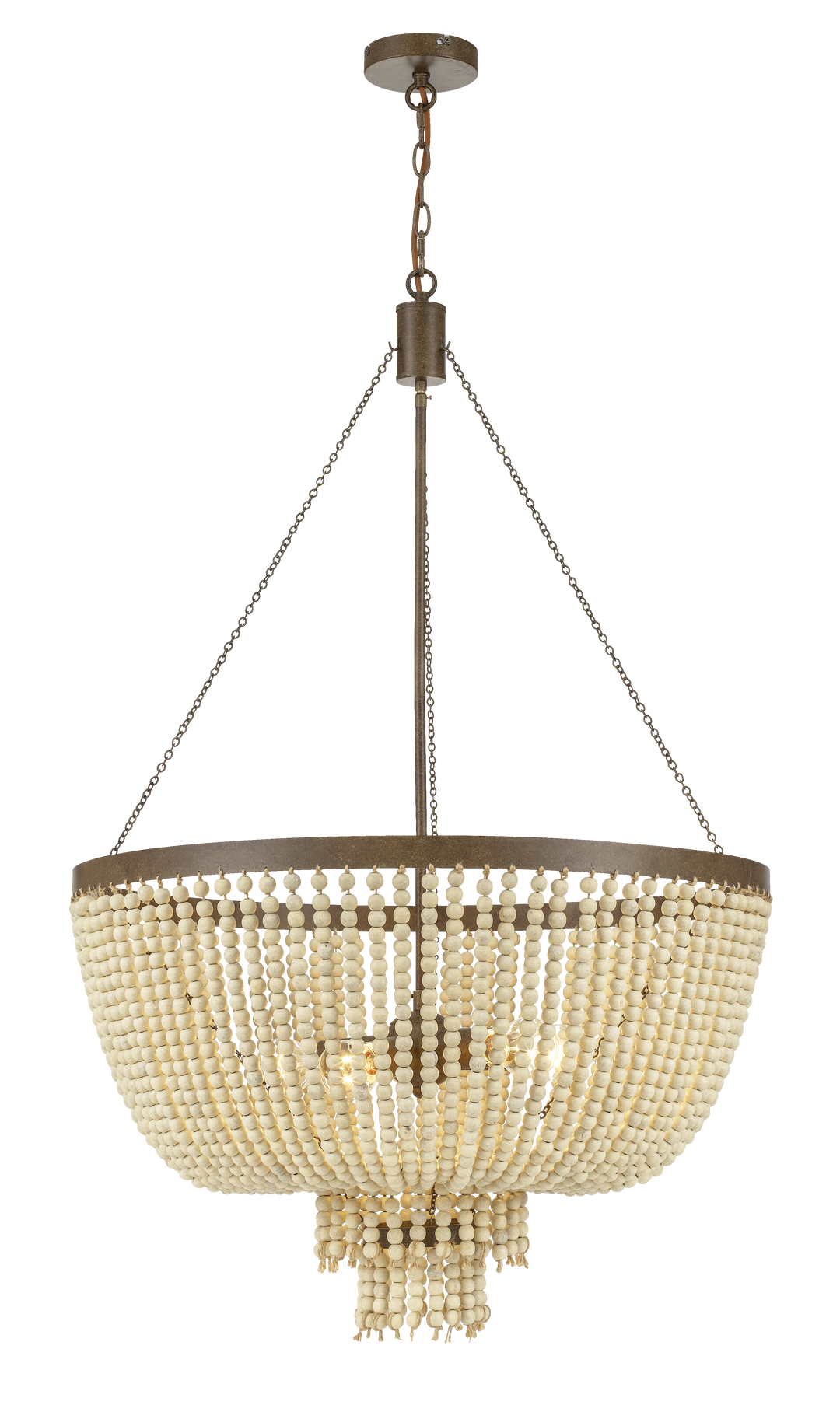 MADDISSON white Wash Beaded Pendant Bronze with Natural Beaded Pendant