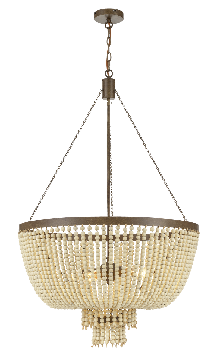 MADDISSON white Wash Beaded Pendant Bronze with Natural Beaded Pendant