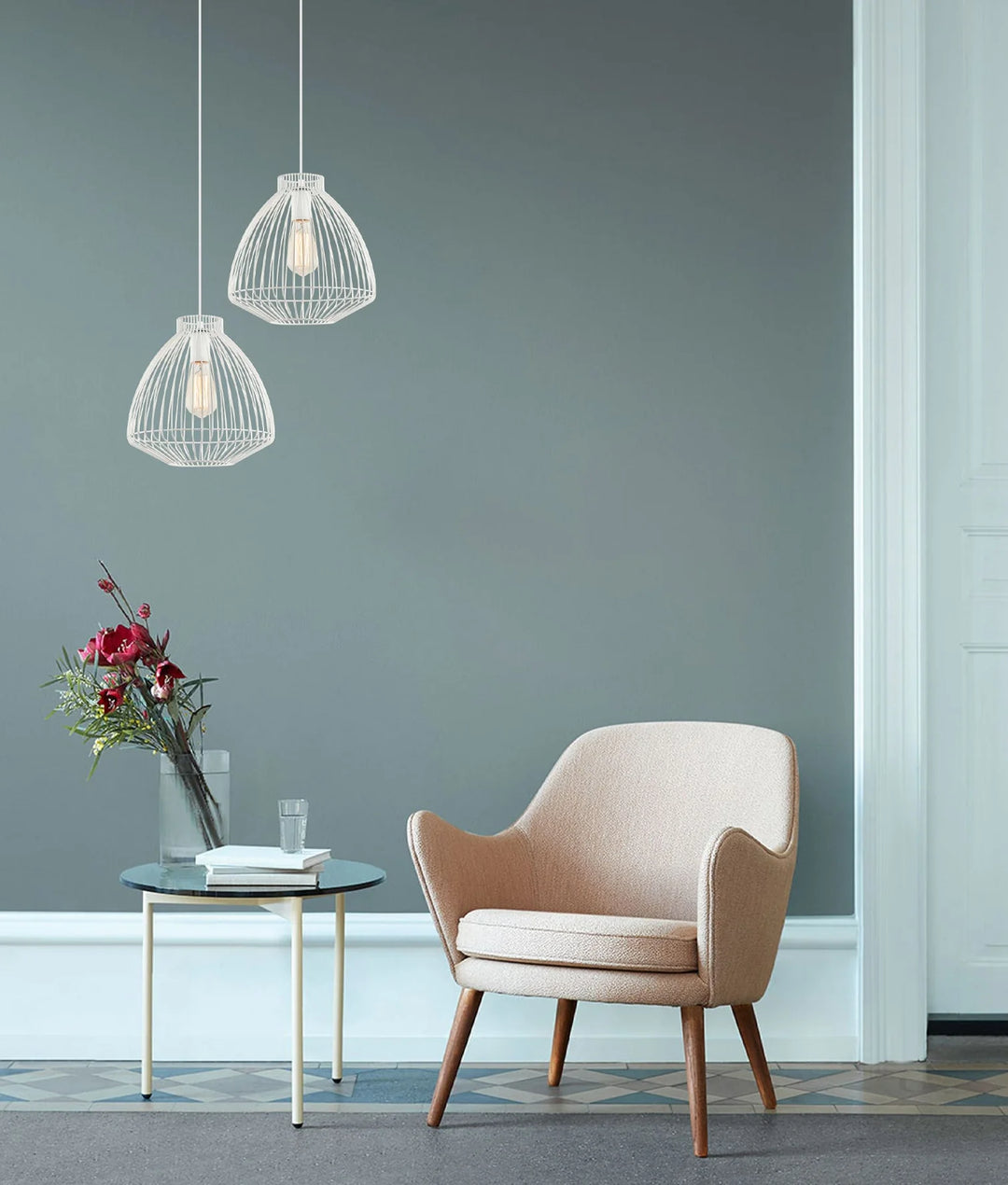 MANU: Modern Interior Cone (Concave) Wire Cage Pendant Lights