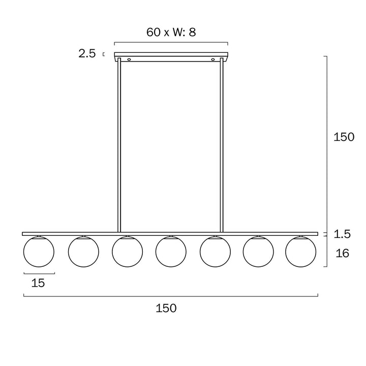 TELBIX MARSTEN 7 LIGHTS PENDANT