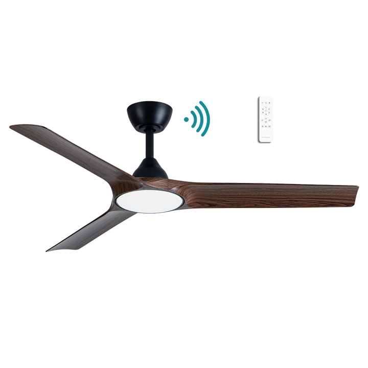 Alpine DC 52″ Smart Ceiling Fan With WIFI Remote Control With Light Matt Black with Walnut Ceiling Fan