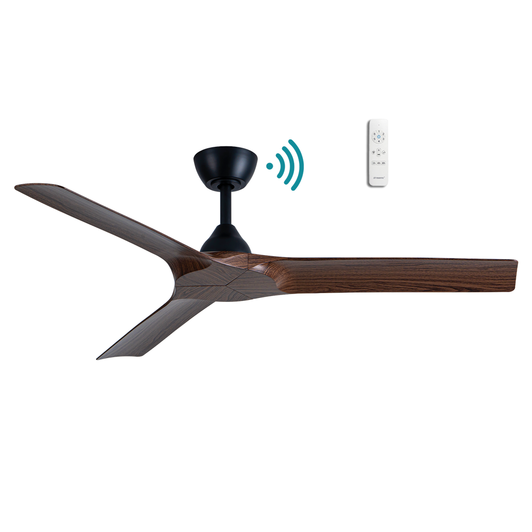 Alpine DC 52″ Smart Ceiling Fan With WIFI Remote Control Matt Black with Walnut Ceiling Fan