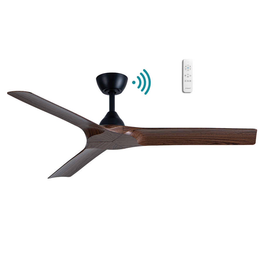 Alpine DC 52″ Smart Ceiling Fan With WIFI Remote Control Matt Black with Walnut Ceiling Fan