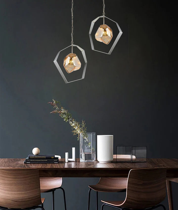 METEORA: Bohemian Style Stainless Steel with Silver Glass Pendant Light