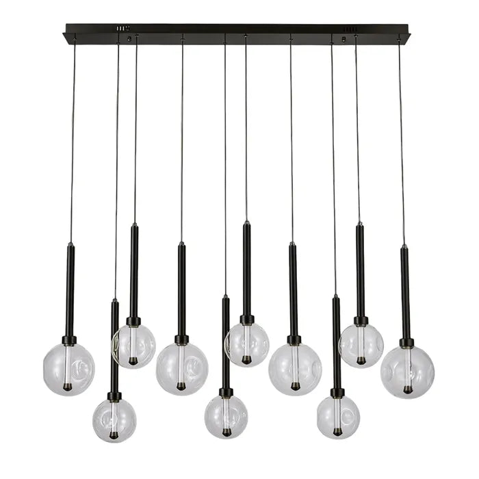 Meteor 10 Light Pendant -Bar Black Pendant