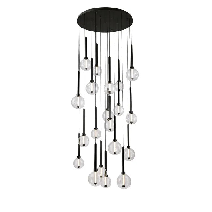 Meteor 20 Light Pendant - Round Black Pendant
