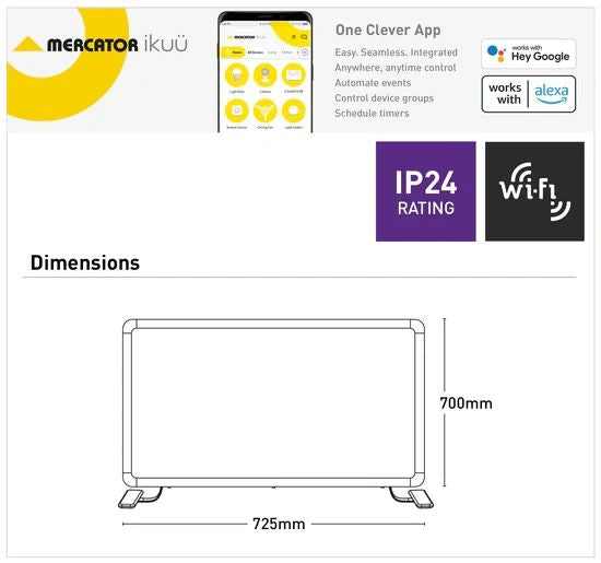 Mercator Ikuü 1000W Smart WIFI Panel Heater