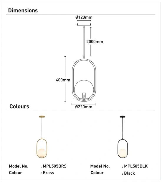 Mercator Ava 1Lt Pendant Light