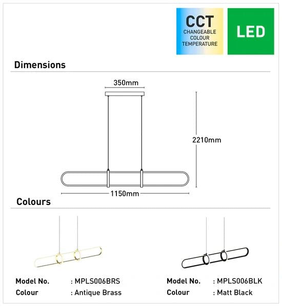 Mercator Odin 1Lt LED Pendant 1150MM