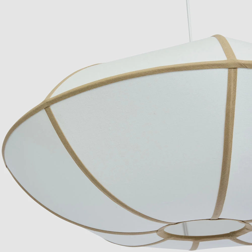Saucer Pendant Large White/Natural with Electrical cord & fitting Pendant