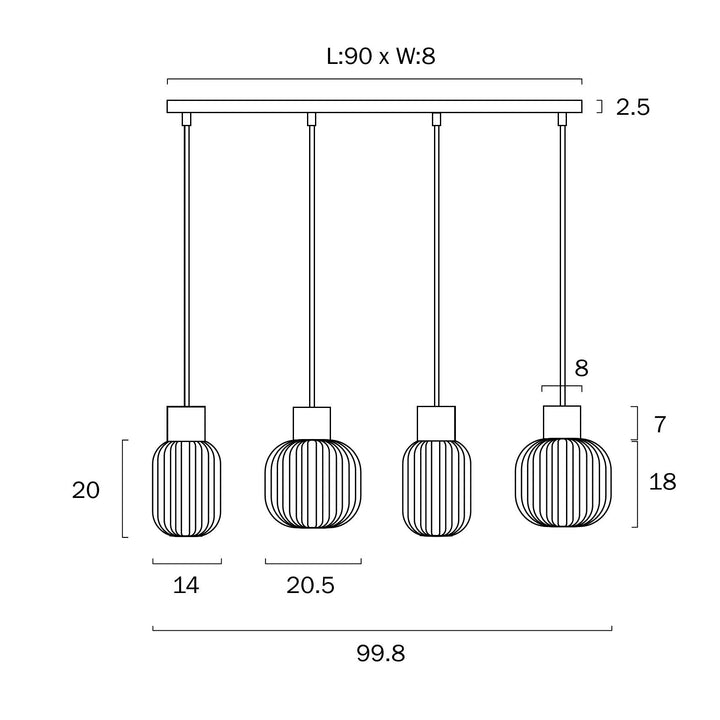 TELBIX NORI 4 LIGHTS PENDANT