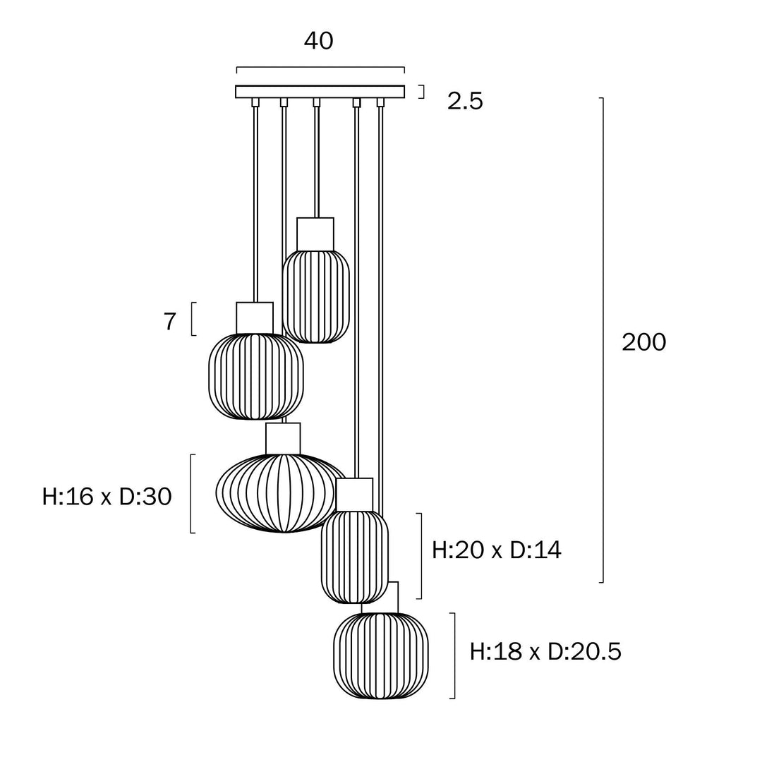 TELBIX NORI 5 LIGHTS PENDANT