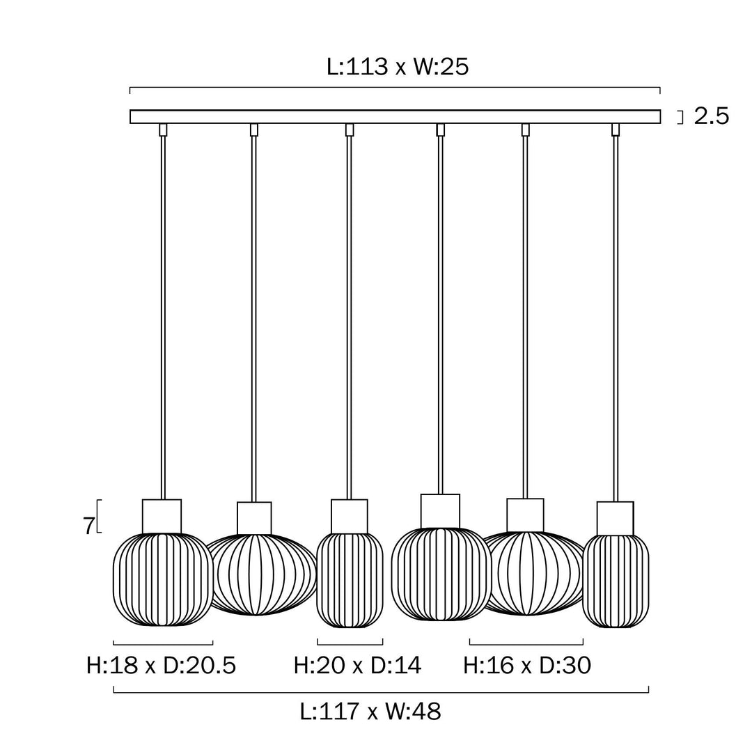 TELBIX NORI 6 LIGHTS PENDANT