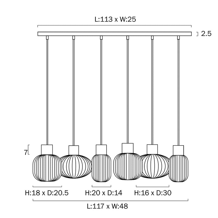 TELBIX NORI 6 LIGHTS PENDANT